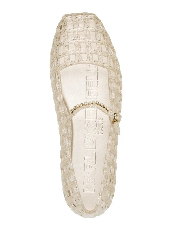 NWT Karl Lagerfeld Paris Juliska Mary Jane Jelly Flats KL265546 White Gold 8M - Image 4