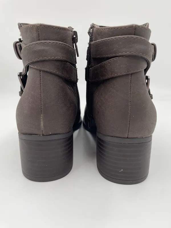 Naturalizer Kallista Bootie Size 7.5 Chocolate Brown Faux Leather Block Heel - Image 7