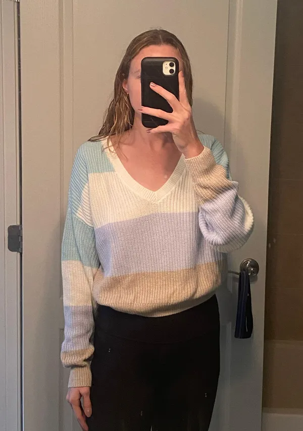 Hollister Striped V Neck Sweater - Image 8
