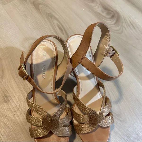The Limited Platform Sandals Brown 8.5 M Womens Block Heel‎ Woven Ankle Strap - Image 12