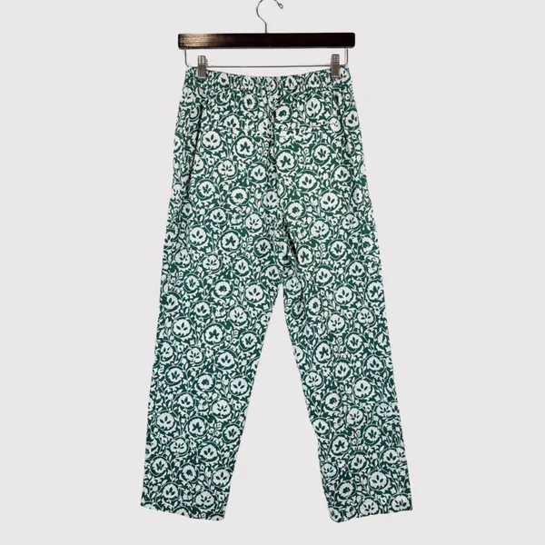 Boden Womens Pants Green Enchanting Bloom Linen Straight Trouser Boho Size 2 - Image 3