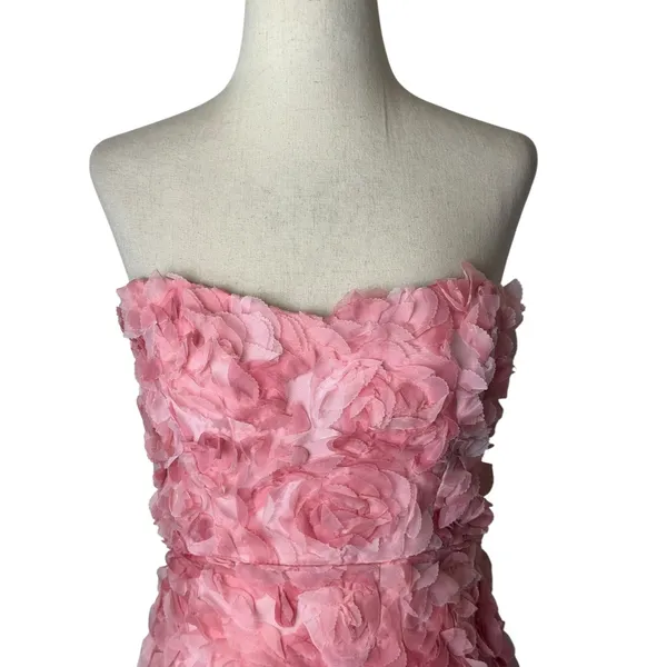 Angel Biba Blanca Mini Dress Women XS Pink NWT 3D Floral Sweetheart Bodycon - Image 4