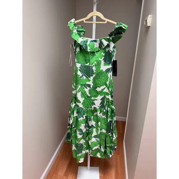 NEW Tuckernuck Hyacinth House Green Dandelion Floral Giselle Dress Size XS - Image 3