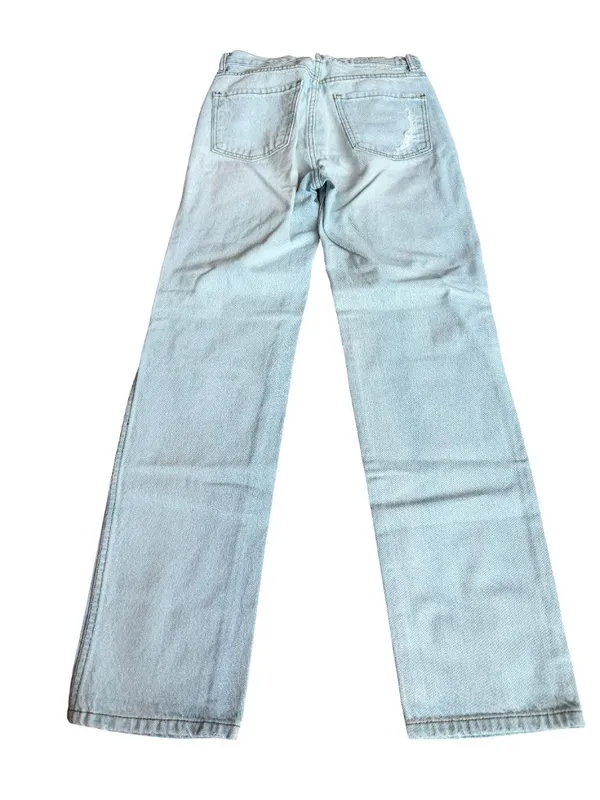 Revice High Waisted Straight Leg Jeans Distressed Denim Light Wash Size 26 Women - Image 7