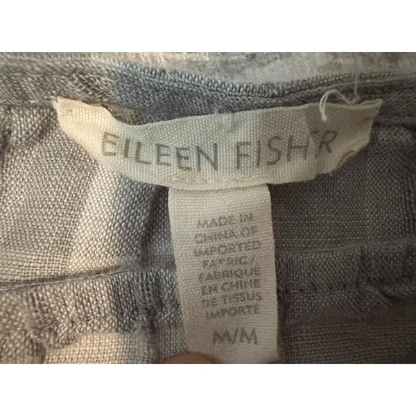 Eileen Fisher Short Sleeve Organic Cotton Blend Top Gray Plaid Size Medium - Image 5