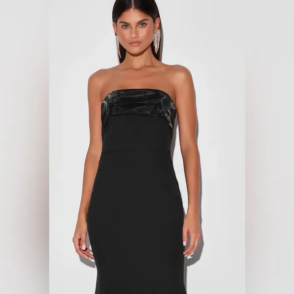 NWT Lulus Brilliantly Bold Strapless‎ Mermaid Maxi Dress in Black Size XS - Image 3
