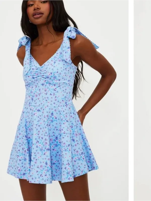 Beach Riot Pixie Dress in Iris Petal Blue Floral Mini Size Medium - Image 2