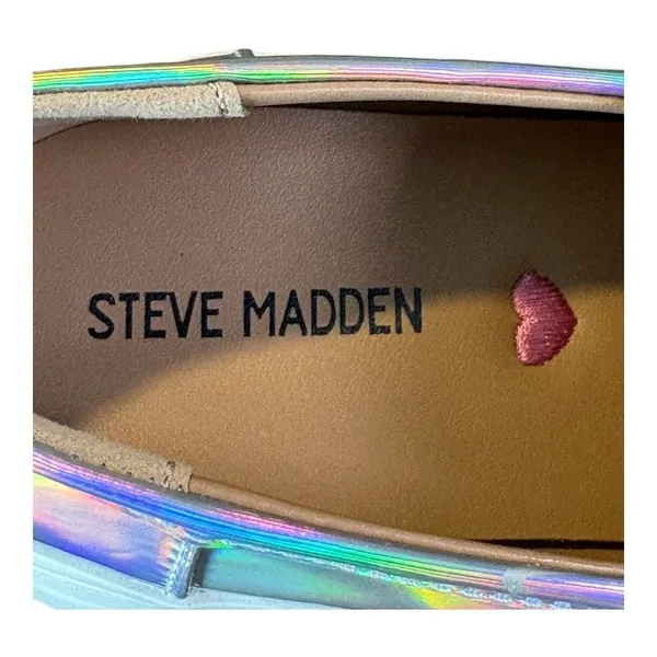 Steve Madden Lawrence Holographic Platform Loafers Chunky Silver Kids 5 Womens 7 - Image 12