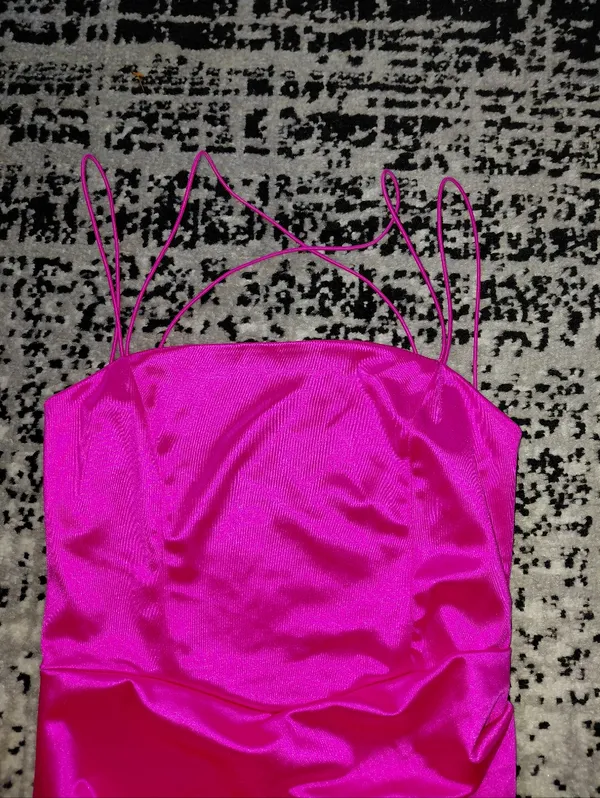 Emerald Sundae Hot Pink Satin Open Back Maxi Dress Sz Medium! - Image 16