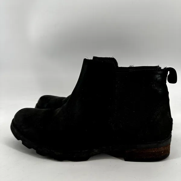 Sorel Emelie Chelsea Booties Waterproof Full-Grain Leather Slip On Black 6 - Image 4