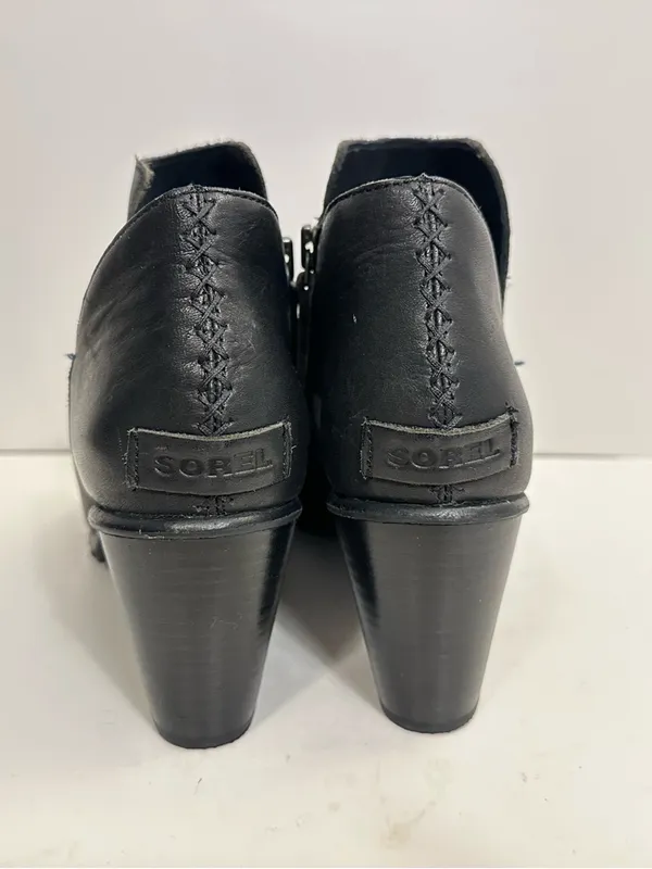 Sorel Nadia NL2842-010 Ankle Boot Peep Toe Woman’s Black Leather Size 9.0 - EU40 - Image 6