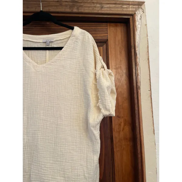 White Birch convertible sleeve, Raglan, V-neck, gauze, blouse size small - Image 4