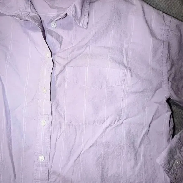 Madewell XS Lavender Button Down Long Sleeve Striped Pocket Shirt 100% Cotton #1 - Image 7
