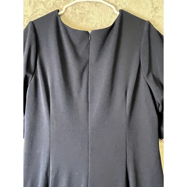Adrianna‎ Papell Pearl Trim Knit Crepe Gown 20W Midnight Navy Formal New - Image 5