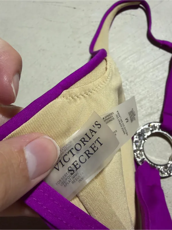 Victoria’s secret swim Purple Triangle Halter Bikini Top with Center Ring medium - Image 7