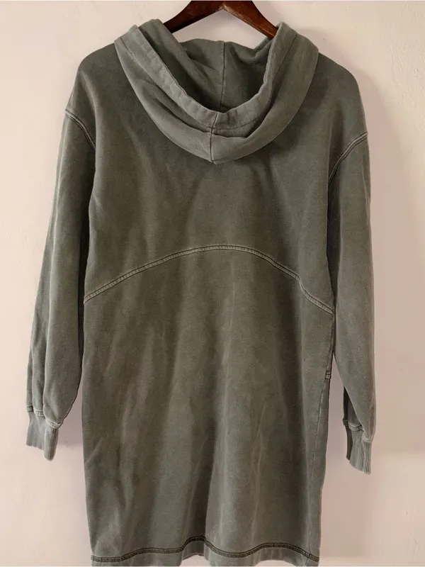 7 For All Mankind Olive Green Hoodie Sweatshirt Dress XS - Image 3