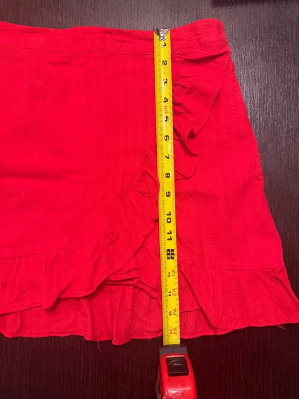 Sadie & Sage Bright Red Ruffle Wrap Mini Skort - Image 6