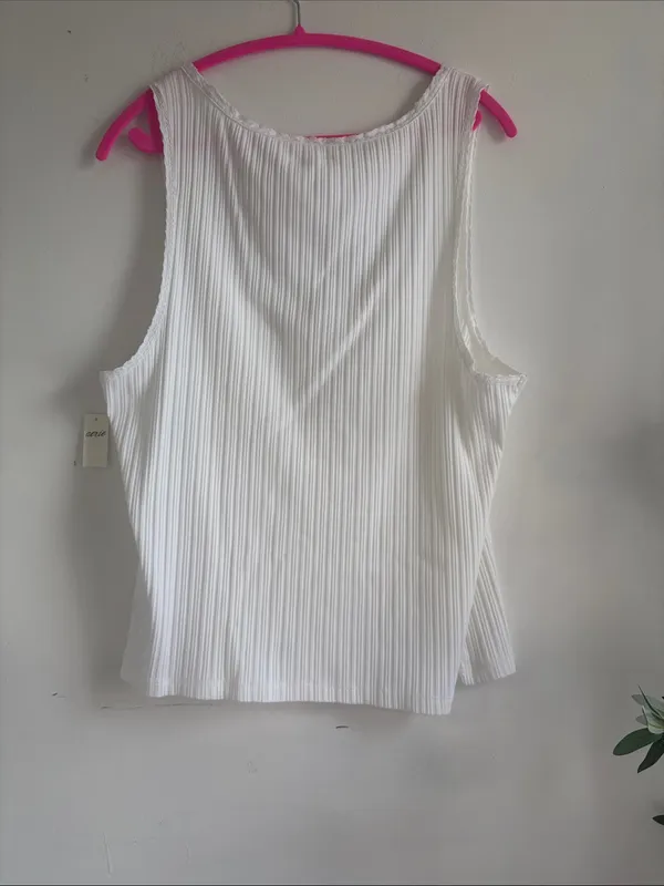aerie White Ribbed Button-Front Tank - Image 4