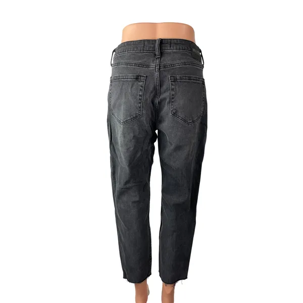 Hollister Curvy High Rise Women's Black Washed Cropped Mom Denim Jeans Size 5S - Image 4