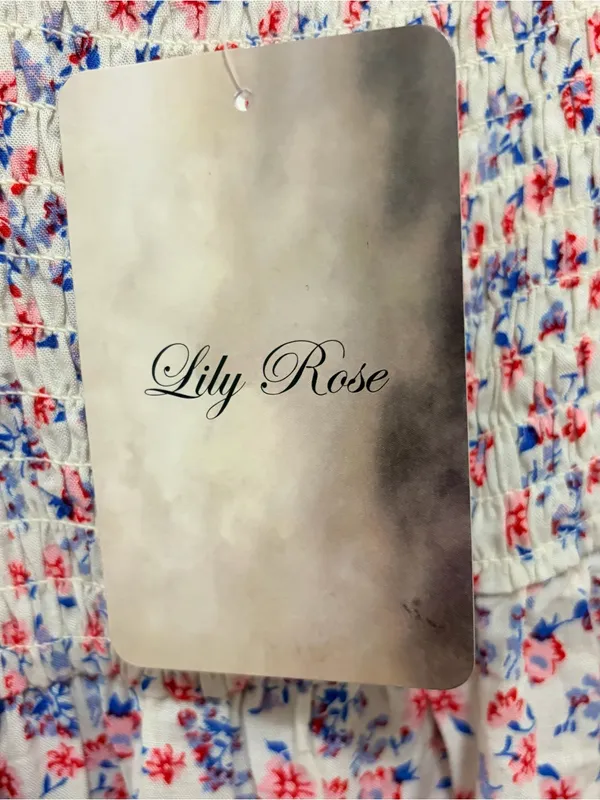 Lily Rose Floral Molded Cup Linen-Blend Romper‎ Medium NWT - Image 5