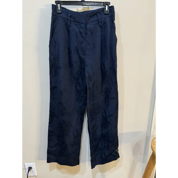 Veronica Beard navy blue wide-leg jacquard trousers Size 4 - Image 2