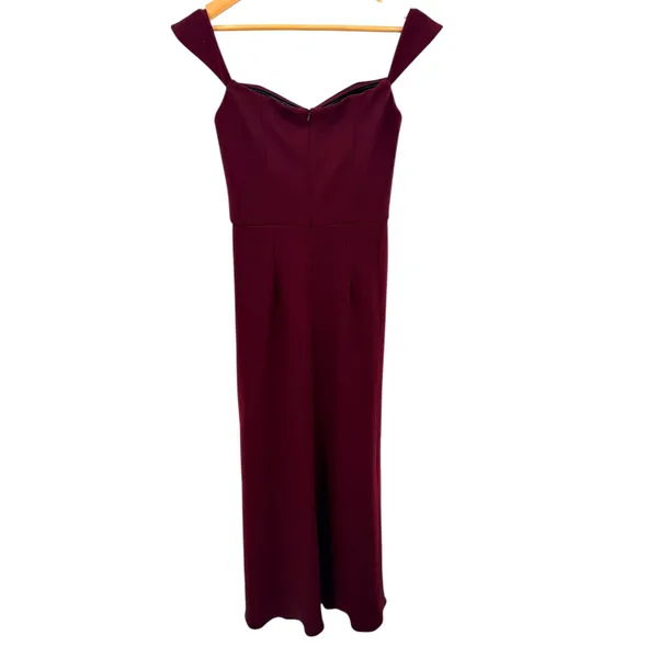 BHLDN Rossi Crepe Maxi Dress Burgundy Off Shoulder Formal‎ Wedding Guest 4 - Image 5