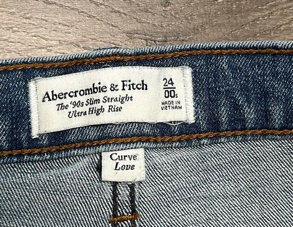 Abercrombie & Fitch The 90’s Slim Straight Ultra High Rise Curve Love Jeans 24 - Image 11