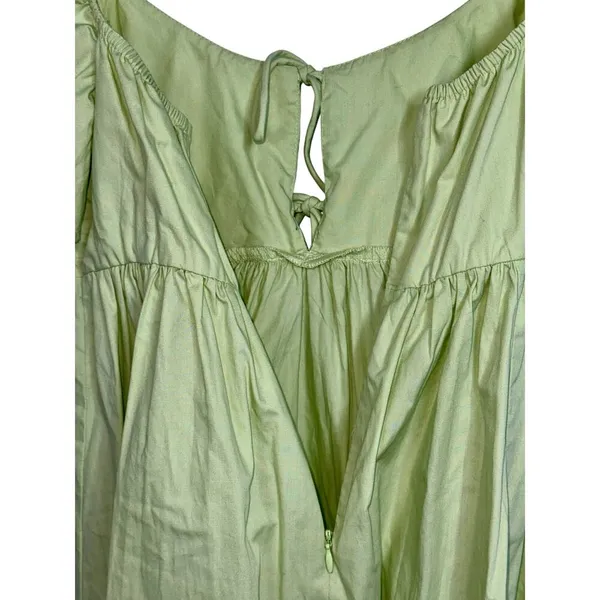 Abercrombie & Fitch Green Short Sleeve Puff Sleeve Babydoll Mini Dress Womens S - Image 7
