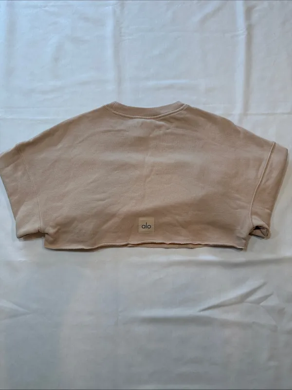 ALO Yoga Extreme Cropped Pullover Macadamia/Light Beige Size XS - Image 3