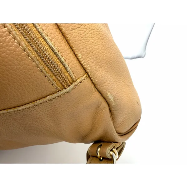 LONGCHAMP Leather‎ Backpack Beige Logo Vintage Bag Rucksack Rare Khaki Brown - Image 10