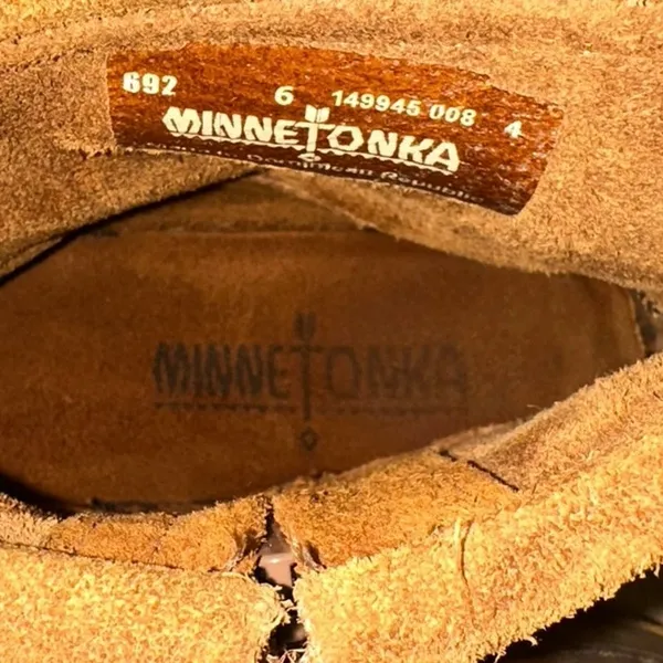 Minnetonka Brown Suede Fringe Ankle Boots Moccasins Size‎ 6 - Image 9