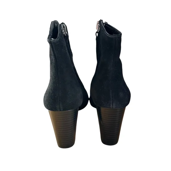 ZARA Womens Sz 36 US 6 Suede Leather Cowboy Ankle Boots Black Block Heel Booties - Image 5