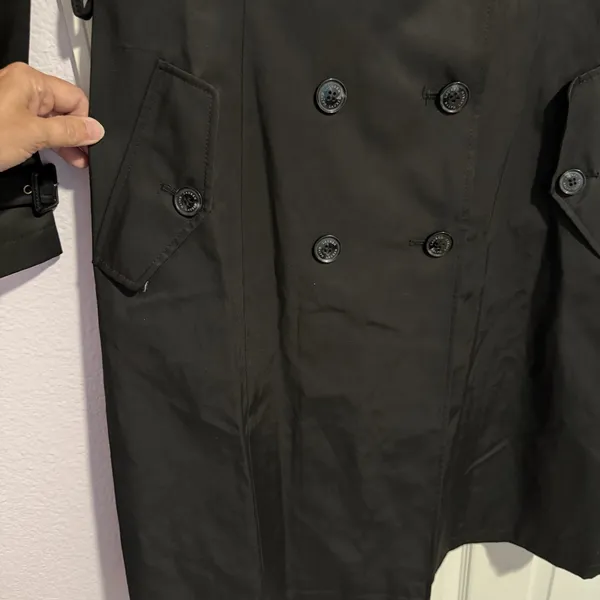 Lauren Ralph Lauren Black Label Trench Coat Black Small Lined NO BELT Preppy - Image 10