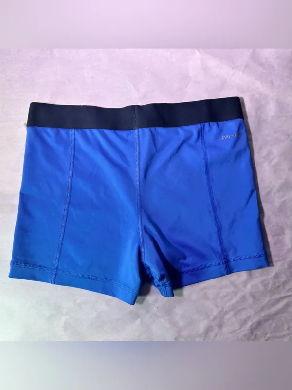 Nike Pro Royal Blue Athletic Shorts with Pink Swoosh - Image 3