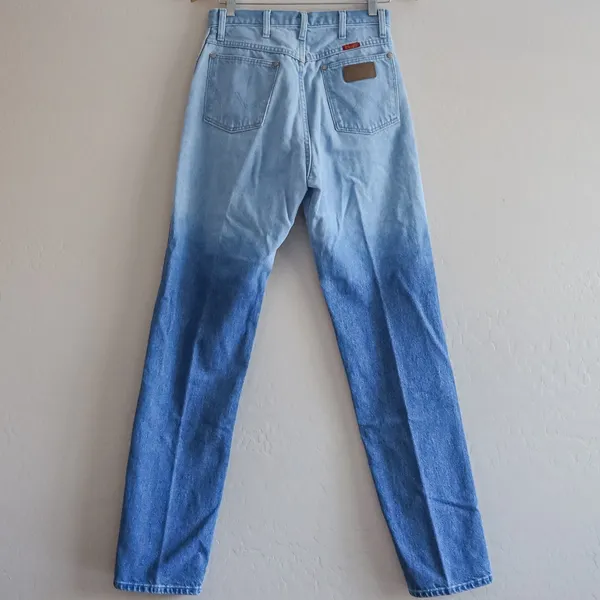 Vintage Wrangler Jeans Cowboy Cut Ombre Dip Dyed Made‎ in USA Size 11x34 14MWZ - Image 4