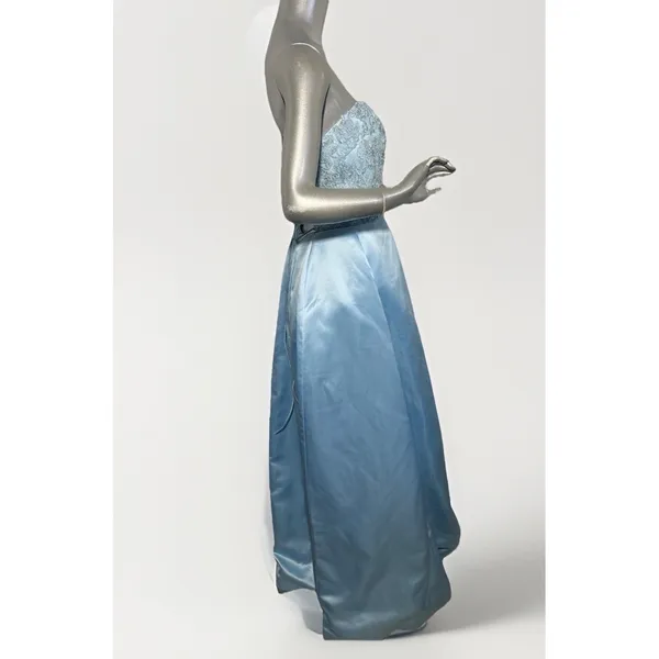 Sherri Hill Ice Blue Satin Prom Dress with Floral Embroidery & Pockets - Sz 10 - Image 6