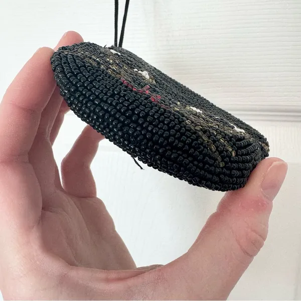Vintage Art Deco handmade beaded black cat coin purse AS IS - Image 4
