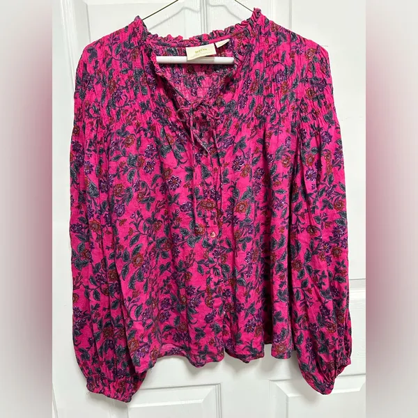 Anthropologie Floral Pink Women's Top - Image 2