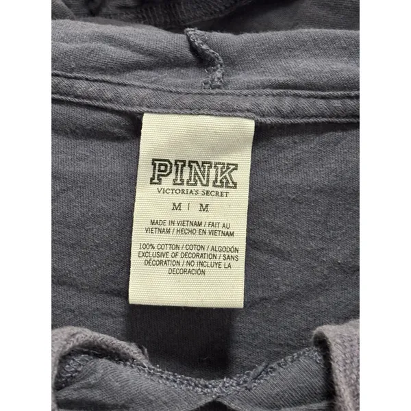 VS PINK‎ Bluish Gray Sequins Hoodie Sweatshirt Size M Long Sleeve Logo Graphic - Image 3