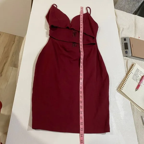 Windsor Red Cutout Mini Dress Medium Bodycon Spaghetti Strap Party - Image 6