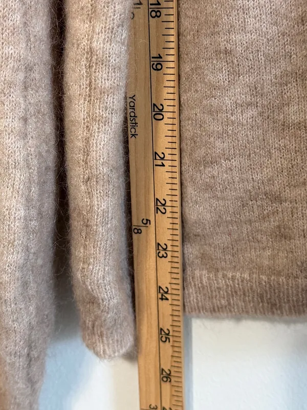 Sézane Louisa Jumper Sweater Size XL Tan Neutral Tan Balloon Sleeve Button Crew - Image 9