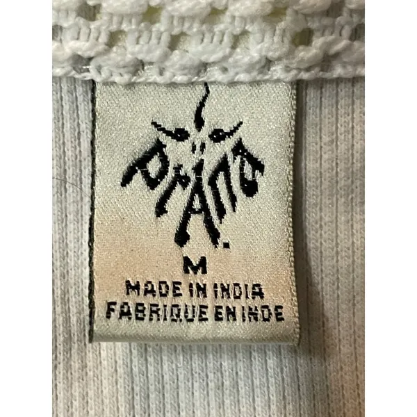 Vintage Prana Cream Blouse Womens Medium Used Organic Cotton Crochet Top - Image 6