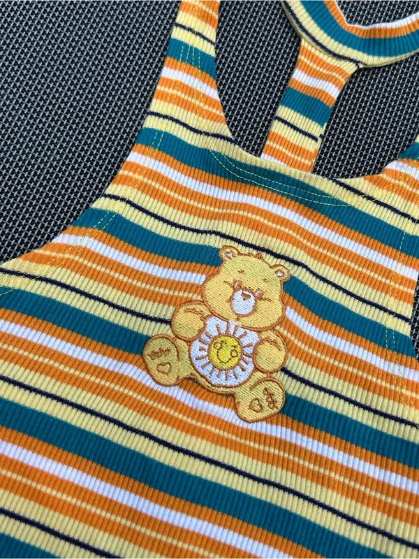 Care Bears Sunshine Bear Sleeveless Graphic Halter Tank Top Women's xs‎ striped - Image 4