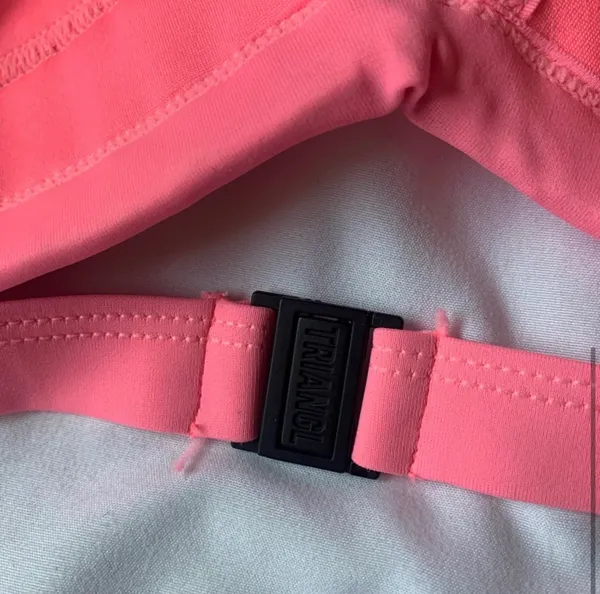 Hot Pink Crotchet Neoprene Tringl Bikini Small Top - Image 5