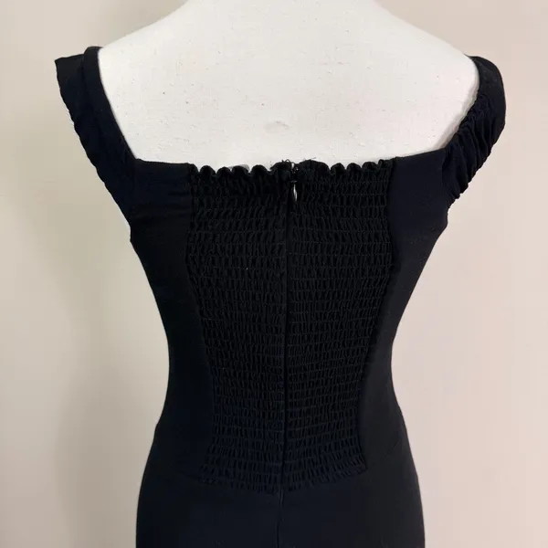 Reformation Black Sweetheart Off Shoulder Smocked Back Midi Dress Womens US 6 - Image 9