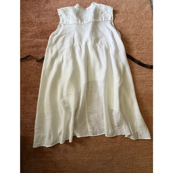 Zara Woman 100% Linen Ivory Asymmetrical Tunic XL Made in Portugal - Image 6