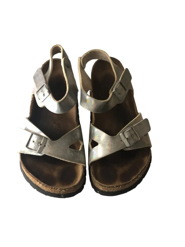 Birkenstock Rio Sandals Metallic Silver Iridescent 36 Women's Size 5 - Image 2