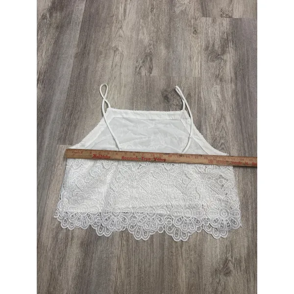 Abercrombie & Fitch Ultra Flirt White Floral Lace Crop Top Square Neck Large - Image 5