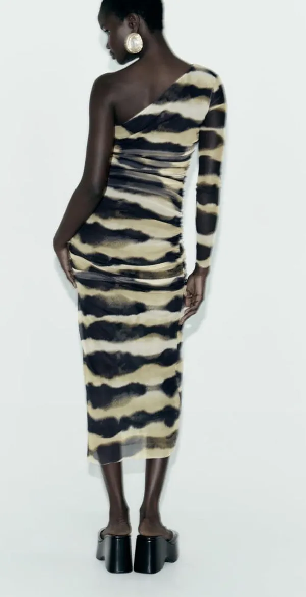 ZARA Tie Dye Stripe Print Tulle Dress - Image 2