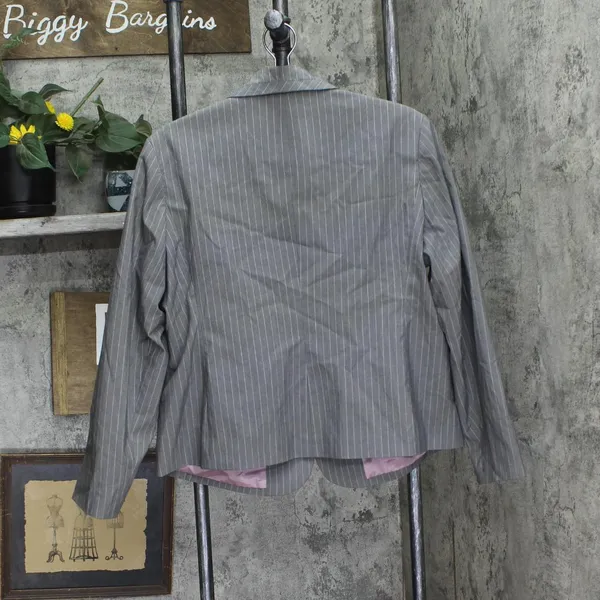 NWT Van Heusen Womens Stretch 2-Button Pinstripe Blazer Jacket Gray / Purple XL - Image 2